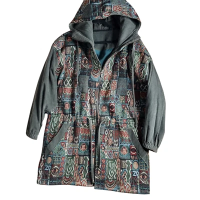 Chaqueta Anorak Vintage Años 90 Sin Marca Patrón Loco Capucha Cordón Tapiz Talla Grande Foto 1 de 4