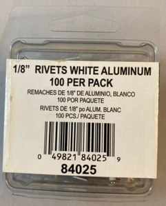 1/8" Rivets White Aluminum 100 Ct Box 84025 - Picture 1 of 3