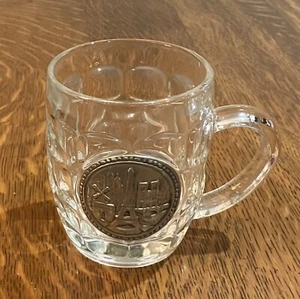 Vtg Heavy Glass Mug w/Pewter? Medallion Paris France Eiffel Tower 4” 8oz - Picture 1 of 6