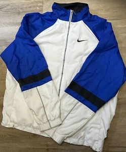 Vintage Nike Windbreaker Jacket - Women's 8-10 - Full Zip White Blue Lined - Picture 1 of 9