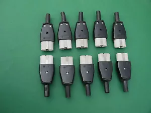 10 Heißgerätestecker schwarz Keramik DDR Schutzkontakt Netzstecker Gerätestecker - Bild 1 von 2