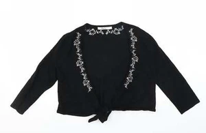 M&Co Womens Black V-Neck Viscose Blend Cardigan Size S - CROPPED - Picture 1 of 12