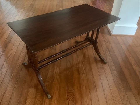 Vintage Fine CHINOISERIE Faux Bamboo Fretwork Solid Wood TABLE Excellent Cover