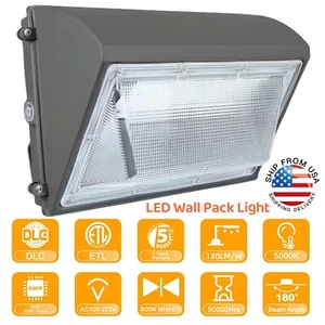150Watt LED Wall Pack Light Daylight Dusk to Dawn Photocell Outdoor Wall Light - Picture 1 of 14