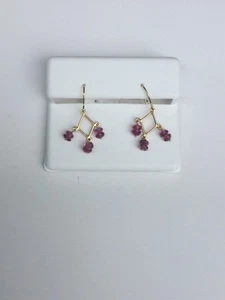 14 kt yellow gold earrings with pink tourmeline stones - Picture 1 of 1