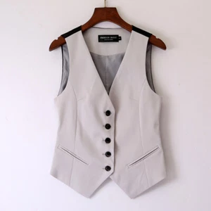 Lady Formal Business Suit Vest Waistcoat Slim Fitted Jacket Work Uniform Vintage - Picture 1 of 9