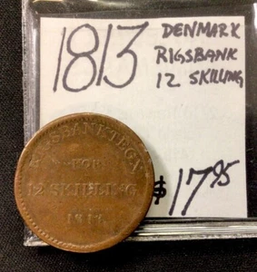 1813 Denmark Rigsbank 12 Skilling! ENN Coins - Picture 1 of 3