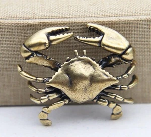 Brass Crab Animal Statue Small Sculpture Tabletop Figurine Home Decor Gifts - Picture 1 of 6