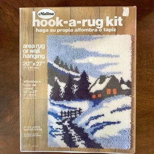 Vintage Molina Hook-a-Rug Latch Hook Kit Winter Scene 25/33 NEW OLD STOCK - Bild 1 von 9