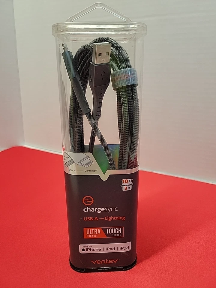 Ventev (10-Ft) ChargeSync USB-A to 8-Pin  Alloy Cable - Steel Gray - Image 1 of 4