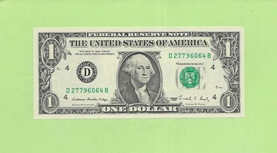 1988 ..UNCIRC $1  D 2779 6064 B  .... 1988 $1  D-B      NICE NOTE        FRN - Image 1 of 2