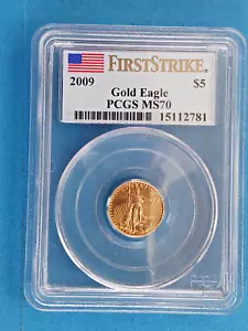 2009 $5 Gold Eagle 1/10 oz. PCGS MS70 First Strike American Flag Label - Picture 1 of 4