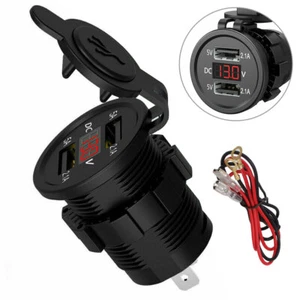 2 Port 12V-24V Car Boat Charger Socket Voltage Digital Panel Volt Meter Dual USB - Zdjęcie 1 z 10