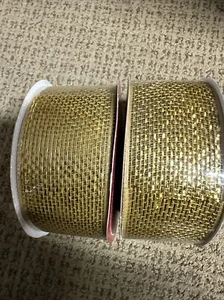 Glitter Christmas Holiday Ribbon Weave Mesh Wired Edged 2.5 inch x 10 Yard Gold - Picture 1 of 3