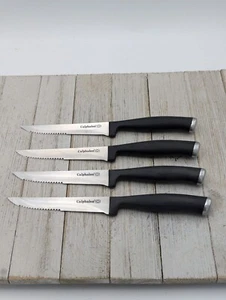 Juego de 4 cuchillos para carne Calphalon usados dentados de acero inoxidable hoja de 4,5" de 8,75" de longitud - Imagen 1 de 6
