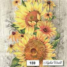 (159) TWO Individual Paper LUNCHEON Decoupage Napkins - SUNFLOWERS FLOWERS