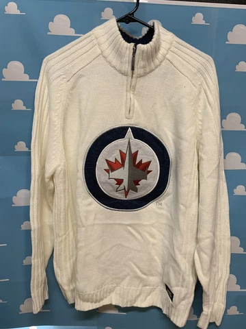 NHL Winnipeg Jets Winter Knit Sweater Mens Size Large Men New NWT Large Logo Cover
