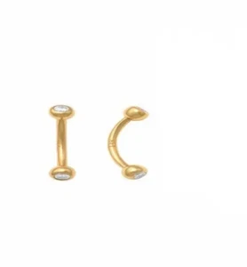 ADIRFINE 14K Oro Sólido Calibre 16 Barra Curvada Ceja Anillo Cuerpo Joyería - Imagen 1 de 6
