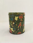 Vintage 70s Multicolor Flower & Bird Patterned Decorative Tin Canister W/Lid