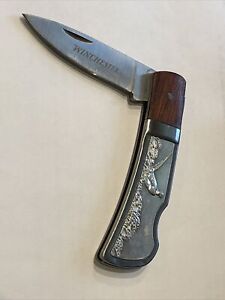 Winchester Metal Folding Knife Pocketknife Wood Wildlife Series Pheasant 6" 