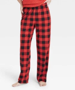 Women’s WonderShop Plus Size Fleece Pajama Pants Red Buffalo Check 3X - Picture 1 of 8