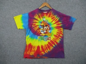 VTG Disney Shirt Mens Large Blue Purple Yellow Red Tie Dye Mickey Goofy Duck 90s - Picture 1 of 9