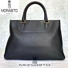 Authentic MORABITO square Hand Tote bag Calf Leather  Black Women from japan