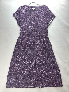 J Jill Button Up Dress Womens Sz L Sk Floral Midi V Neck Pockets Casual Feminine - Picture 1 of 7