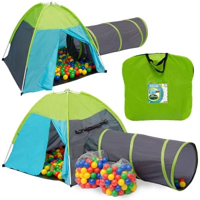 Kinderzelt + 200 Bällebadbälle Zelt Tunnel Babyzelt Spielhaus Spielzelt - Bild 1 von 4