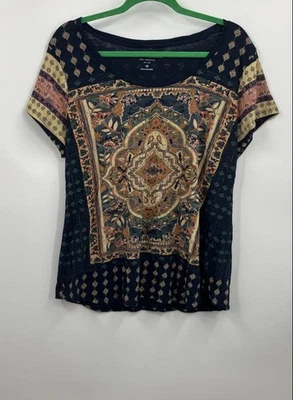 Lucky Brand Women's Multicolor Persian Carpet Graphic Print T-Shirt Size 1X - Image 1 of 4