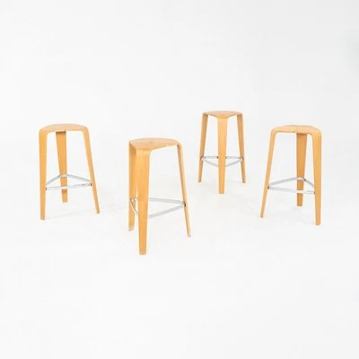2010s Set of Four Tre Bar Stools by Jehs & Laub for Davis in Oak Molded Plywood - Image 1 of 4