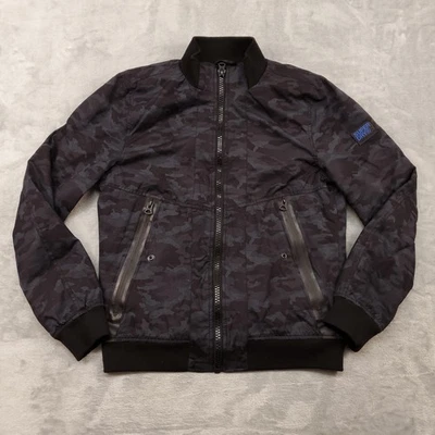 Superdry Jacket Mens Medium Black Gray Camo Microfibre Solstice Bomber Quilted - Image 1 of 4
