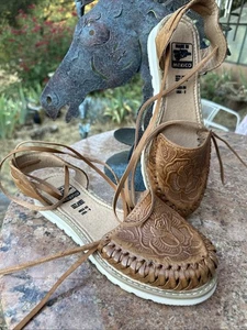 Huarache Artesenal authentiques sandales mexicaines gladiateur cravate cheville taille 9 - Photo 1 sur 18