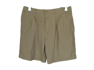 Shorts plissados masculinos cáqui Falls Creek. 38. 100% algodão. Costura interna 9 pol. - Imagem 1 de 4