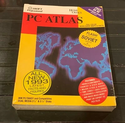 VINTAGE PC ATLAS Swift Professional -3.5"/5.25" 1991 BIG BOX VERSION -New/sealed - Image 1 of 4