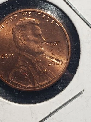 Lincoln shield penny major lamination Strike thru Mint Error, Rare High Grade  - Image 1 of 3
