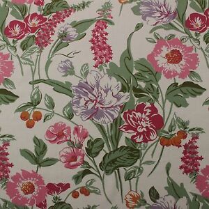 BRAEMORE BECCA SPRINGTIME PINK GREEN FLORAL MULTIUSE LINEN FABRIC BY YARD 54"W