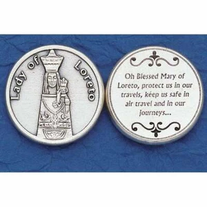 Our Lady of Loreto - Prayer to Our Lady - Silver tone Pocket Coin - Picture 1 of 4