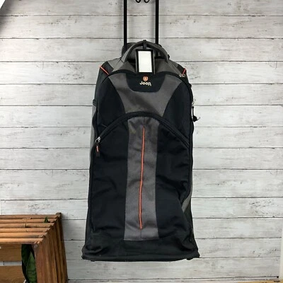 Jeep Rolling Duffle Bag Carry On Luggage Black Orange Extendable Handle Wheels - Image 1 of 4