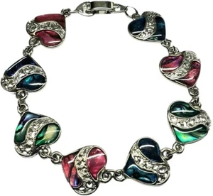 Original Paua Muschel filigran Herz Armband - mehrfarbig - Bild 1 von 6