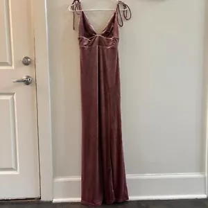 Lulus Maxi Dress Womens Medium Velvet Front Slit Sleeveless NWT Pink V Neck - Picture 1 of 9