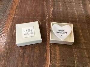 New East of India small Heart Shaped Trinket Dish Happy Anniversary in box - Picture 1 of 6