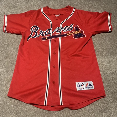 VINTAGE 1990s ATLANTA BRAVES MLB MAJESTIC BASEBALL JERSEY (Size: L) Cover
