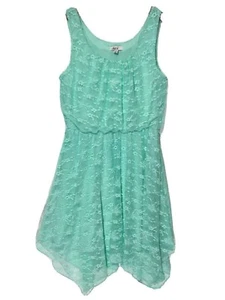 AUW Dress Womens Size M Green Teal Short For Summer Cute Lace Linning Sleeveless - Picture 1 of 8