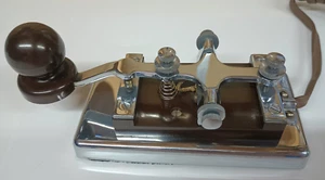 Vintage Chinese K4 Military Morse Code Straight Key With 1/4" Mono Phono Cord. - Zdjęcie 1 z 10