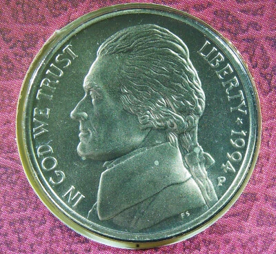 1994 P Jefferson Nickel SP Matte Finish 5 Cents Coin low mintage #2 - Image 1 of 2