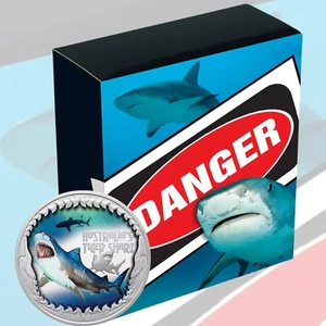 2023 $1 Deadly & Dangerous - Tiger Shark 1oz Silver Proof Coin - Picture 1 of 4