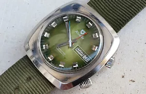 RARO OROLOGIO DA UOMO NIVADA TARAVANA ALLARME AUTOMATICO VERDE - Foto 1 di 12