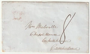 1847 SHIP LETTER & WHITEHAVEN SKELETON ARRIVAL PMKS TO MELVILLE CHAPEL HOUSE 8d - Picture 1 of 2