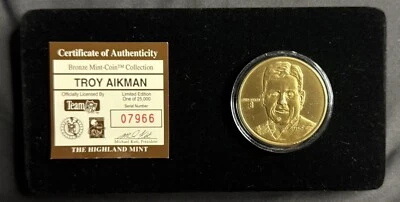 Moneda Highland Mint Troy Aikman Bronce 7966/25000 En Estuche Foto 1 de 3